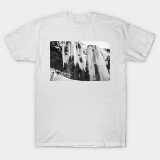 Closeup of Frozen Waterfall, Iceland B&W T-Shirt